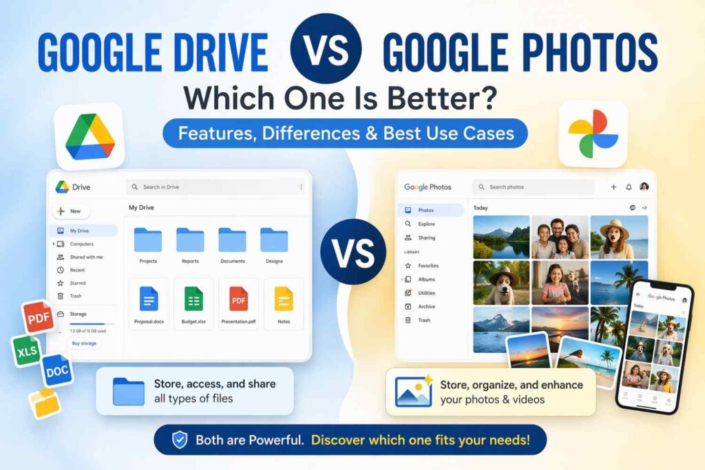 Google Drive vs Google Photos comparison.