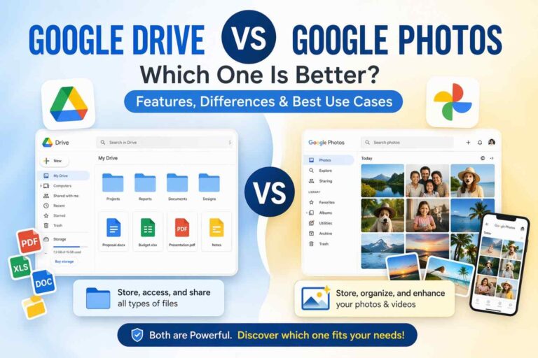 Google Drive vs Google Photos comparison.