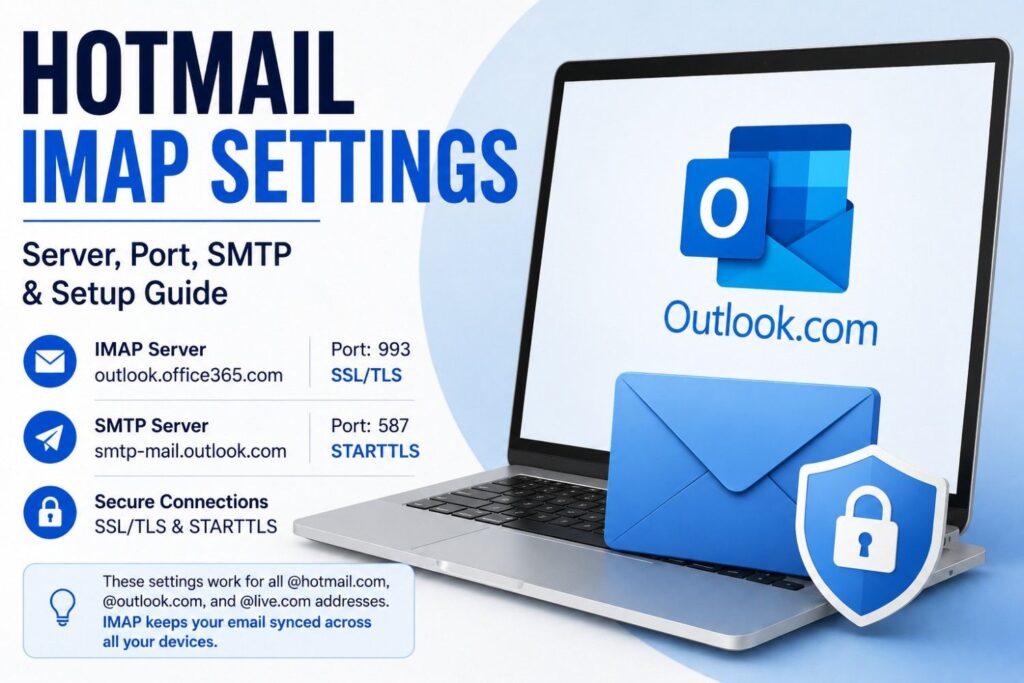 Hotmail IMAP and SMTP server settings for Outlook, Thunderbird, iPhone, and Android email setup