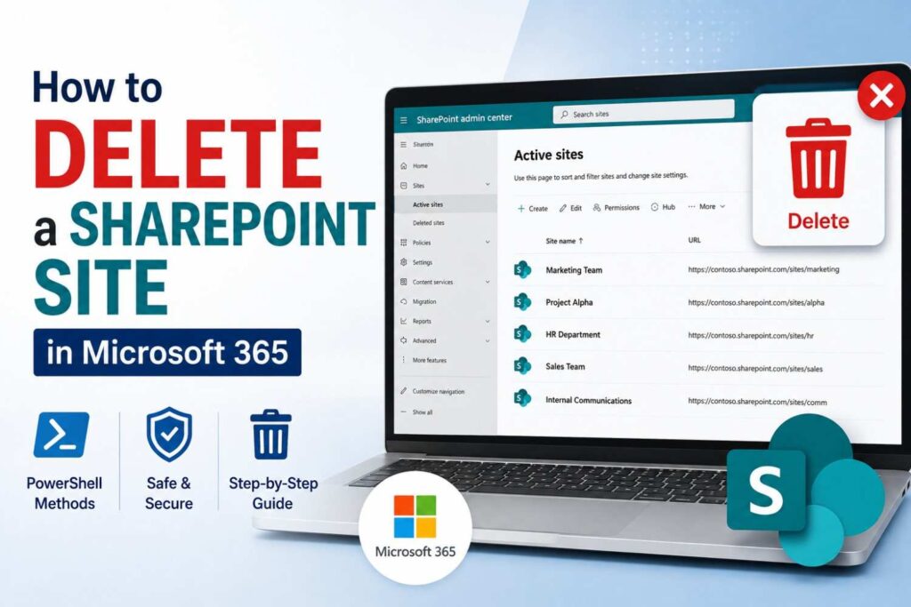 How to Delete a SharePoint Site in Microsoft 365 (Step-by-Step Guide) 1 how to delete a SharePoint site in Microsoft 365 admin center