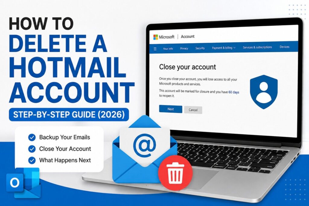 How to Delete a Hotmail Account Permanently: Step-by-Step Guide (2026) 2 How to delete a Hotmail account step-by-step, including backing up emails before permanently closing the account.