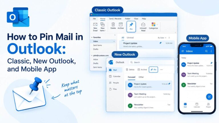 How to pin mail in Outlook using the pin icon in new Outlook